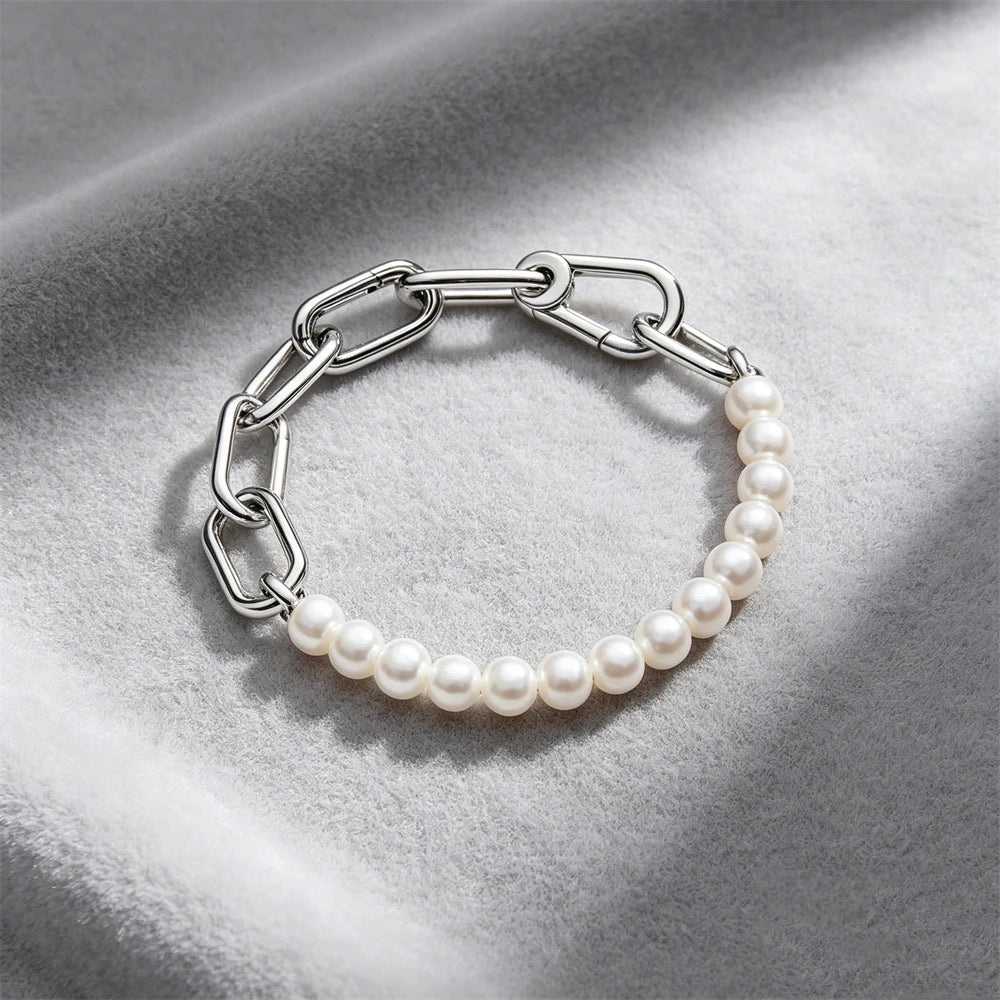 Bracelet Étoile in Pearl Silver — minimalist stainless steel bracelet by Élan by AKI
