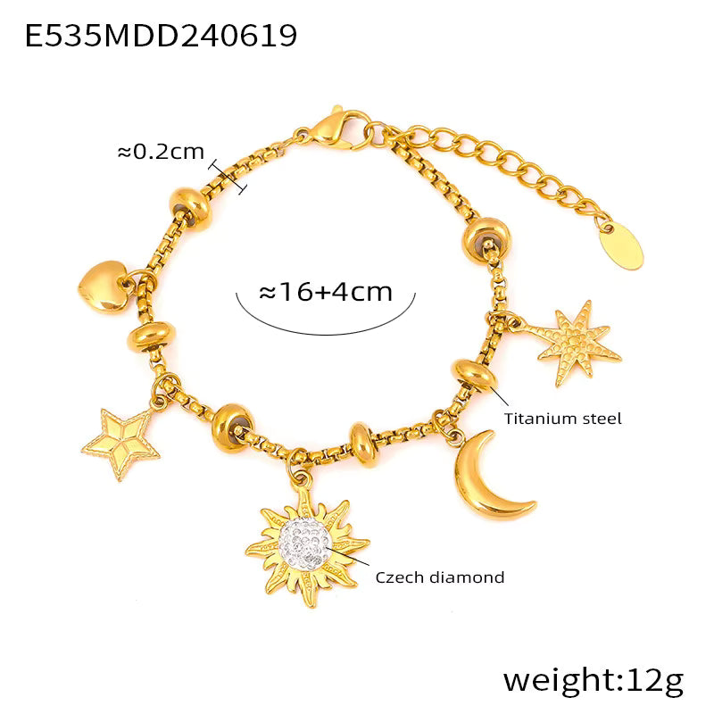 Bracelet Veloura in Star Gold — stainless steel charm bracelet by Élan by AKI