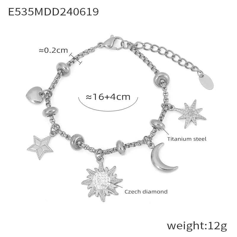 Bracelet Veloura in Star Silver — stainless steel charm bracelet by Élan by AKI
