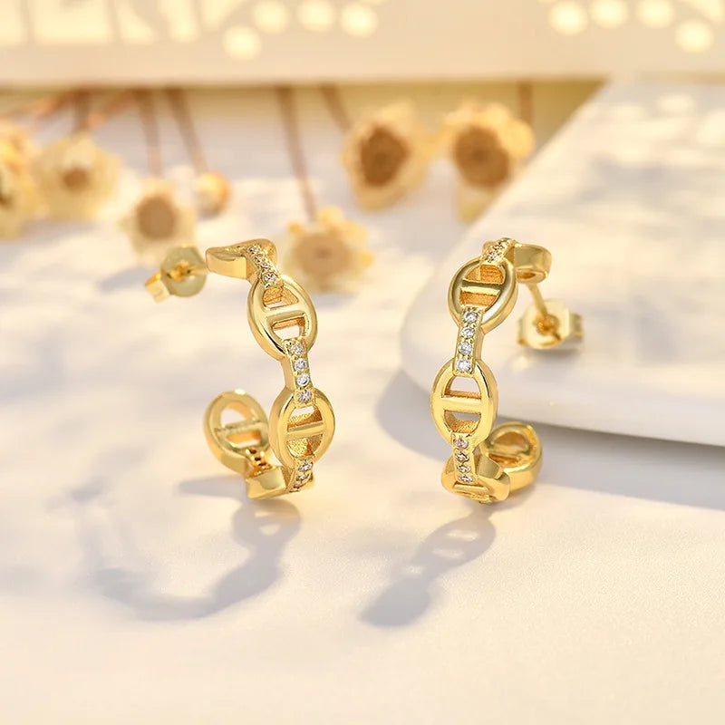 Dana Hoop Earrings – Cubic Zirconia Gold Tone | ÉLAN by AKI
