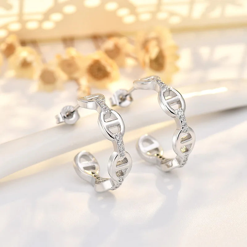 Dana Hoop Earrings – Cubic Zirconia Silver Tone | ÉLAN by AKI