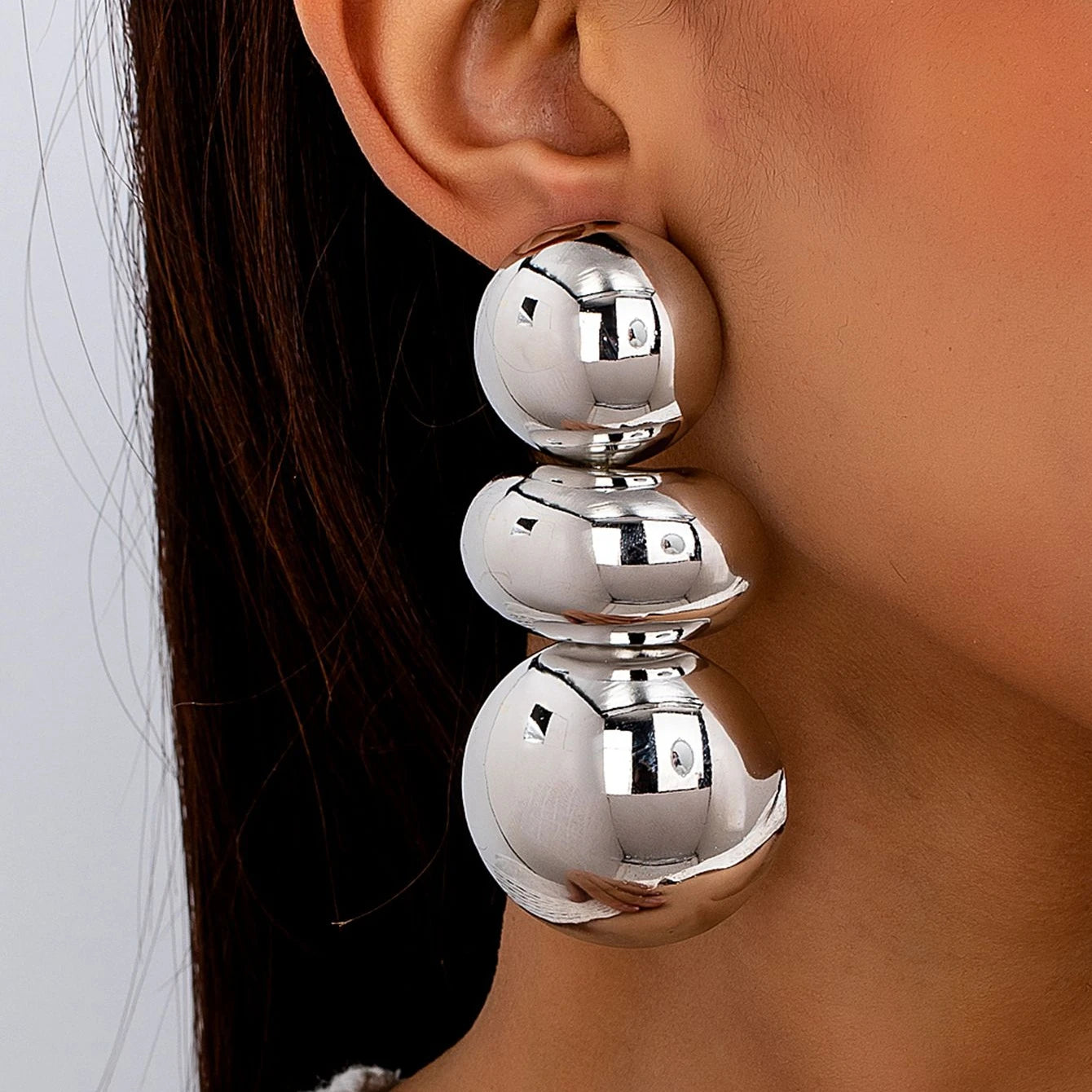 Mona Earrings in Silver-tone double hoop drop earrings by ÉLAN by AKI