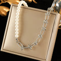 Necklace Aria in Pearl side Silver — elegant stainless steel necklace by Élan by AKI