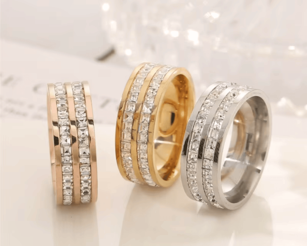 Ring Odette in silver+gold+rose gold stainless steel — minimalist ring by Élan by AKI