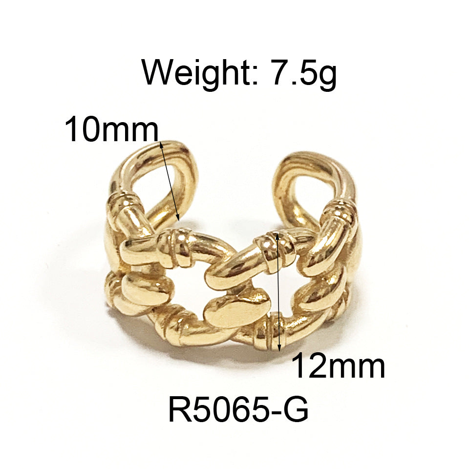 Ring Lien in gold chain stainless steel — sculptural open ring by Élan by AKI