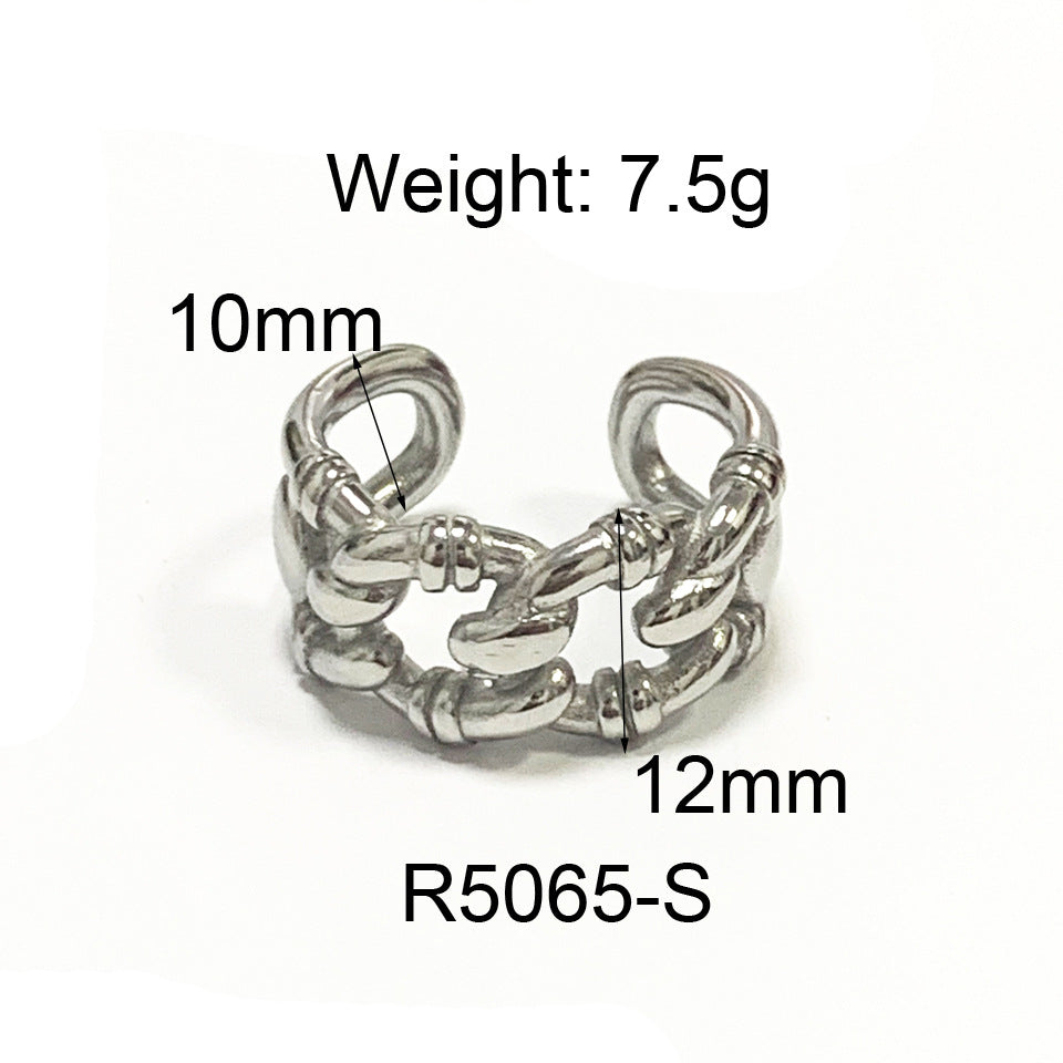 Ring Lien in silver oval stainless steel — sculptural open ring by Élan by AKI