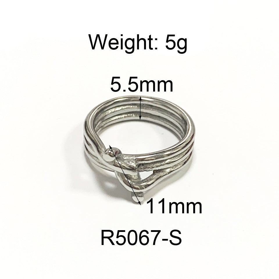 Ring Lien in silver knot stainless steel — sculptural open ring by Élan by AKI