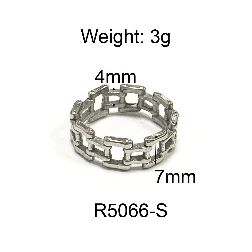 Ring Lien in silver link stainless steel — sculptural open ring by Élan by AKI