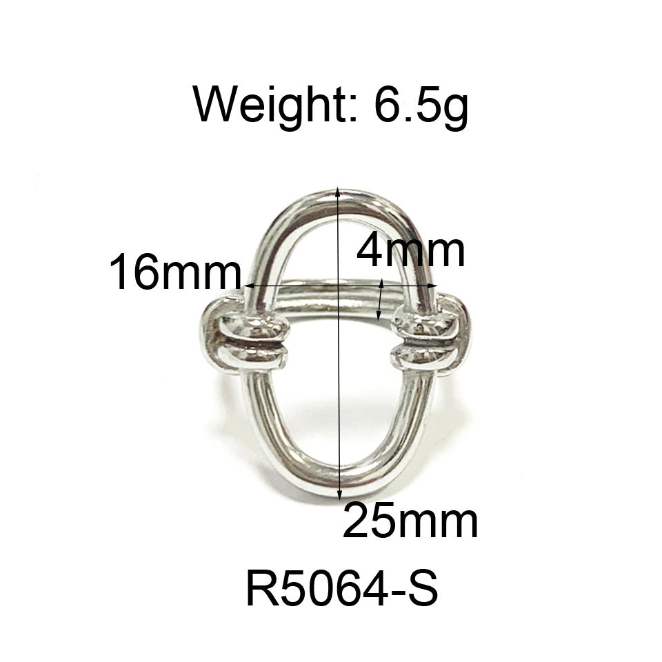 Ring Lien in silver oval stainless steel — sculptural open ring by Élan by AKI