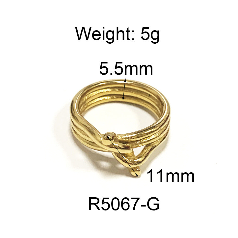 Ring Lien in gold knot stainless steel — sculptural open ring by Élan by AKI