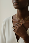 Dark skin – layered gold necklaces variation