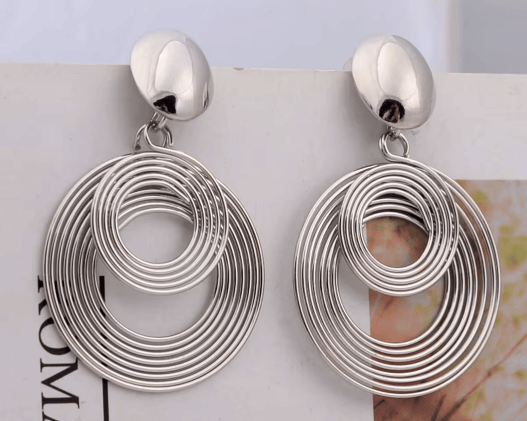 Elena Earrings – silver Concentric Circle Drop Earrings | ÉLAN by AKI