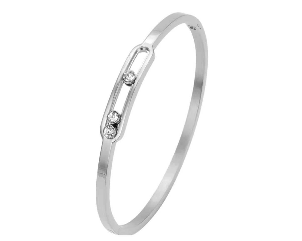 Bracelet Zaria in silver stainless steel with crystal accents — by Élan by AKI
